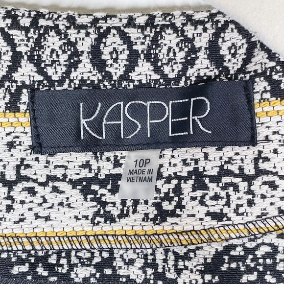 Kasper Petite Black and White Textured Geometric Blazer Jacquard Jacket NWT - Picture 5 of 10